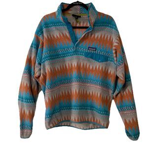 Patagonia Synchilla Mens Medium Snap-T Pullover Laughing Waters Filter Blue Teal